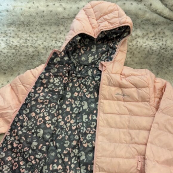 EDDIE BAUER Girls Cirruslite Pink REVERSIBLE Hooded Jacket MSRP$99